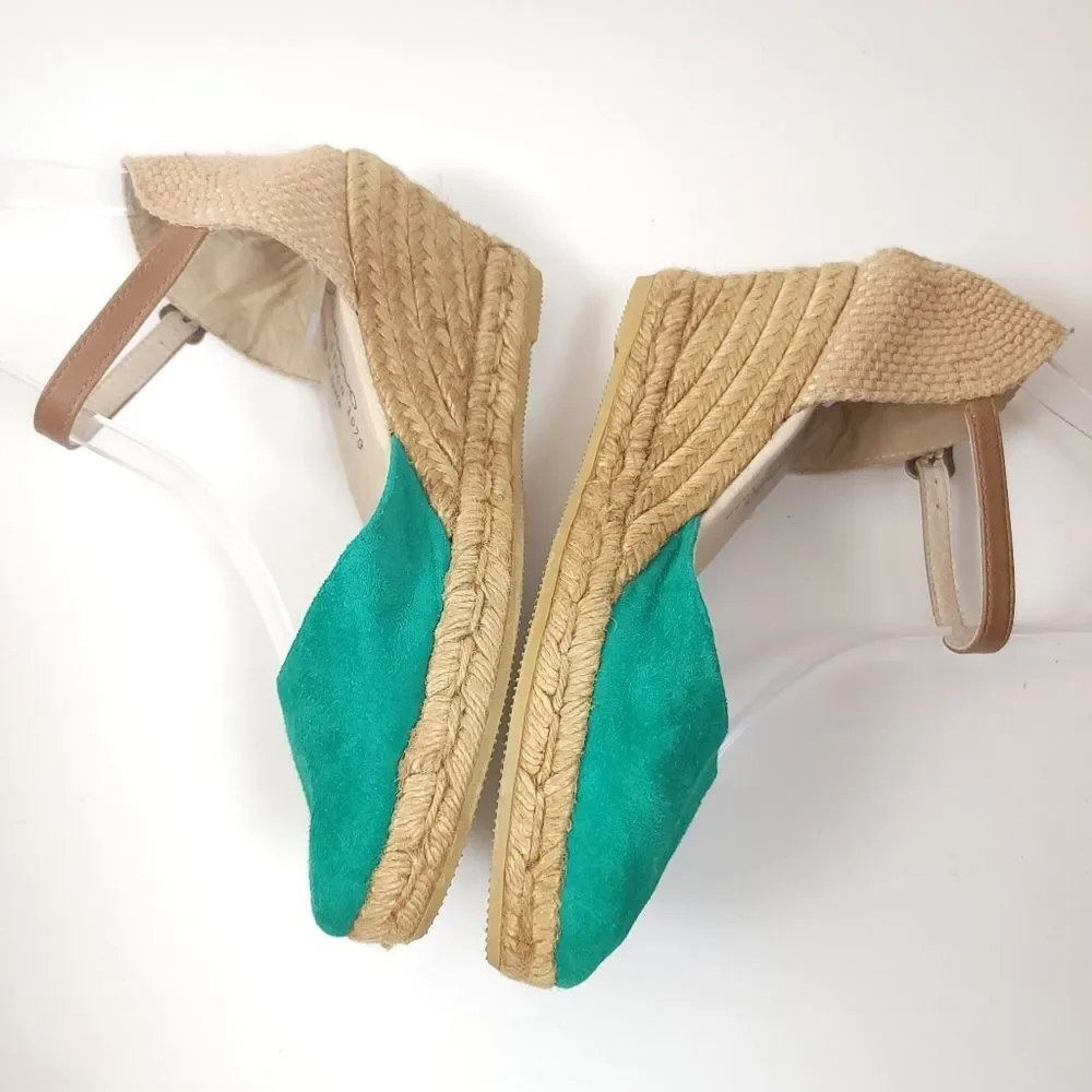 GAIMO Espadrilles Handmade Spain Wedge green Sandals shoes Size 8.5